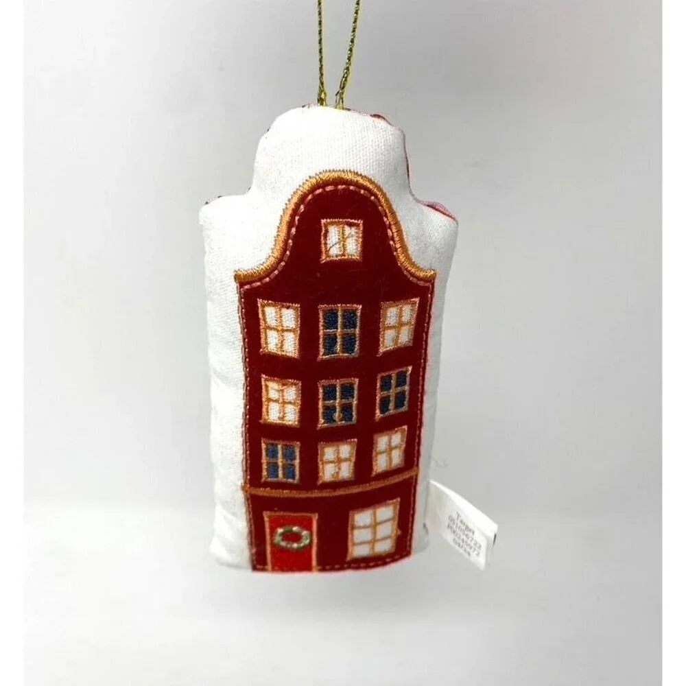 Target Fabric Plush Building House Christmas Tree Ornament Red/White Wondershop